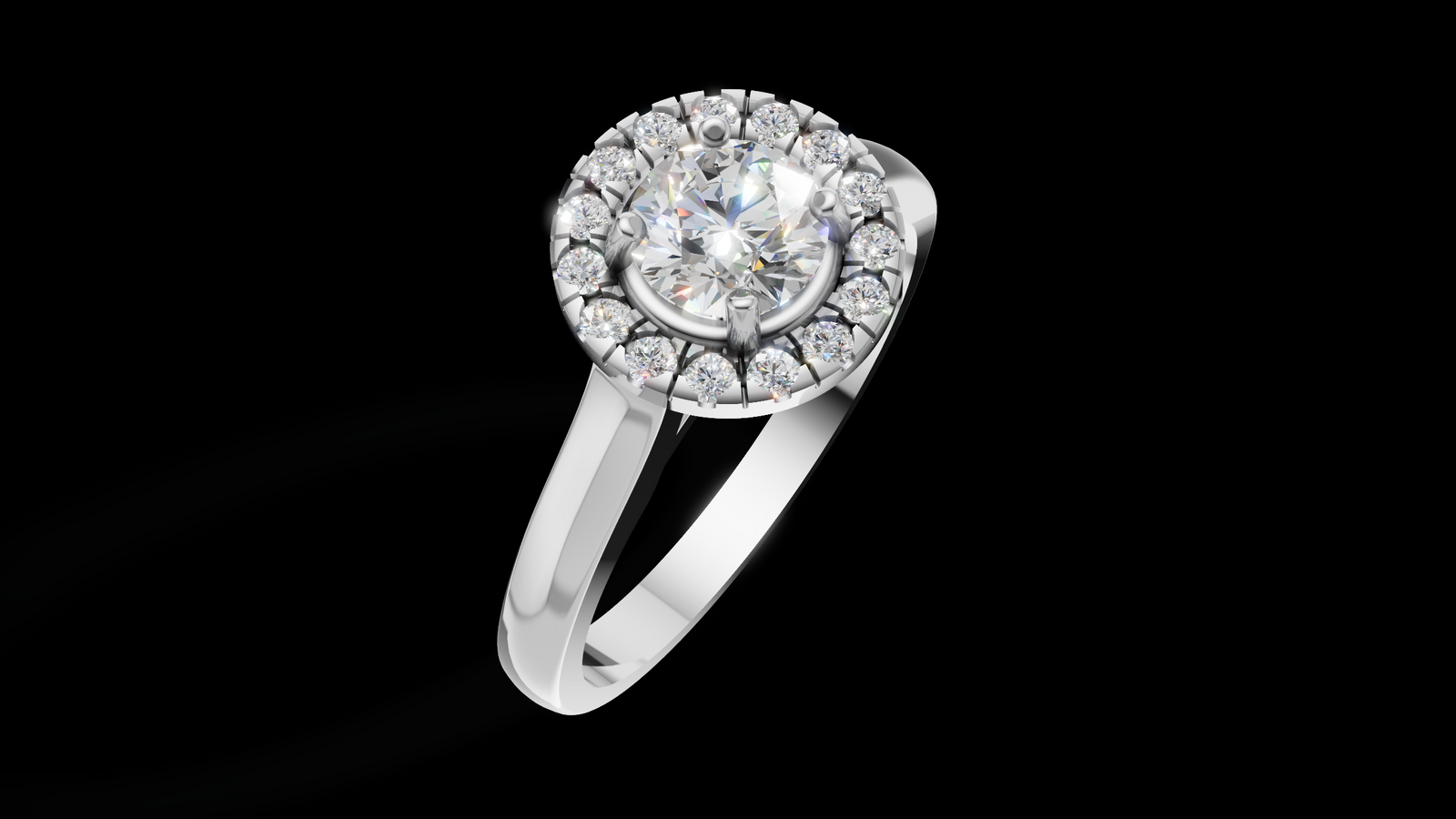 Halo Catedral 0.50ct Oval Round - Oro Blanco - Imagen 3