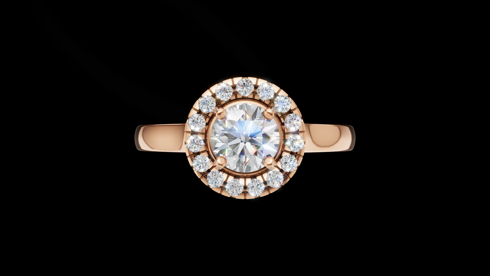Halo Catedral 0.50ct Oval Round - Oro Rosa - Imagen 1