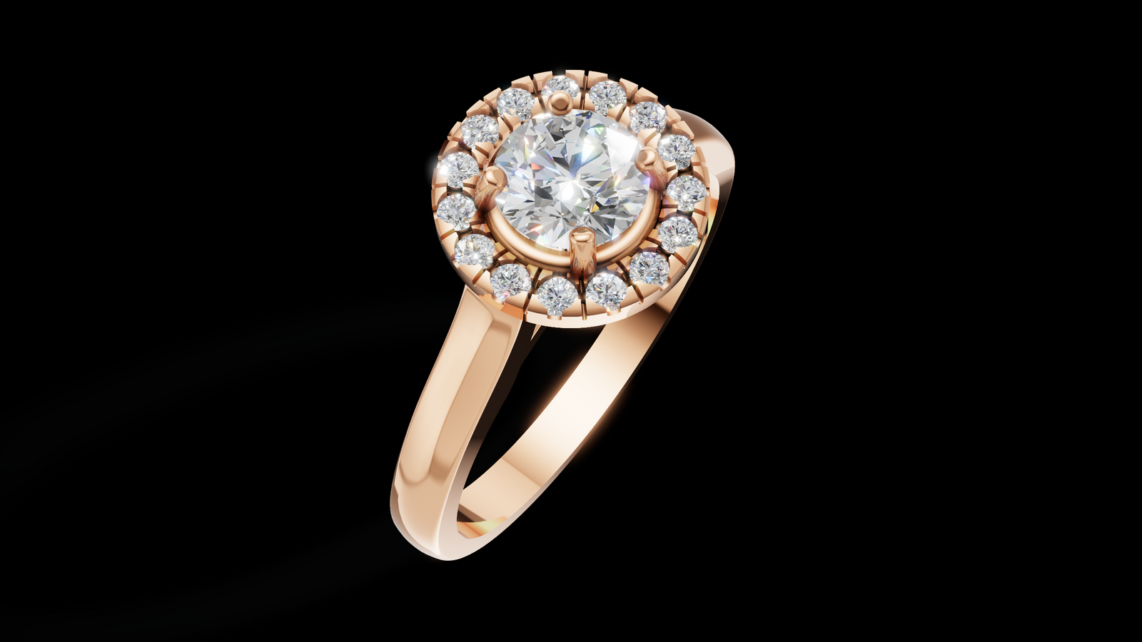 Halo Catedral 0.50ct Oval Round - Oro Rosa - Imagen 3