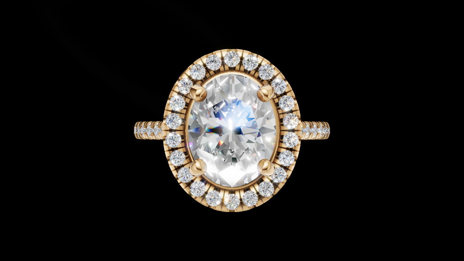 Halo Full Set 1.00ct Oval - Oro Amarillo - Imagen 1