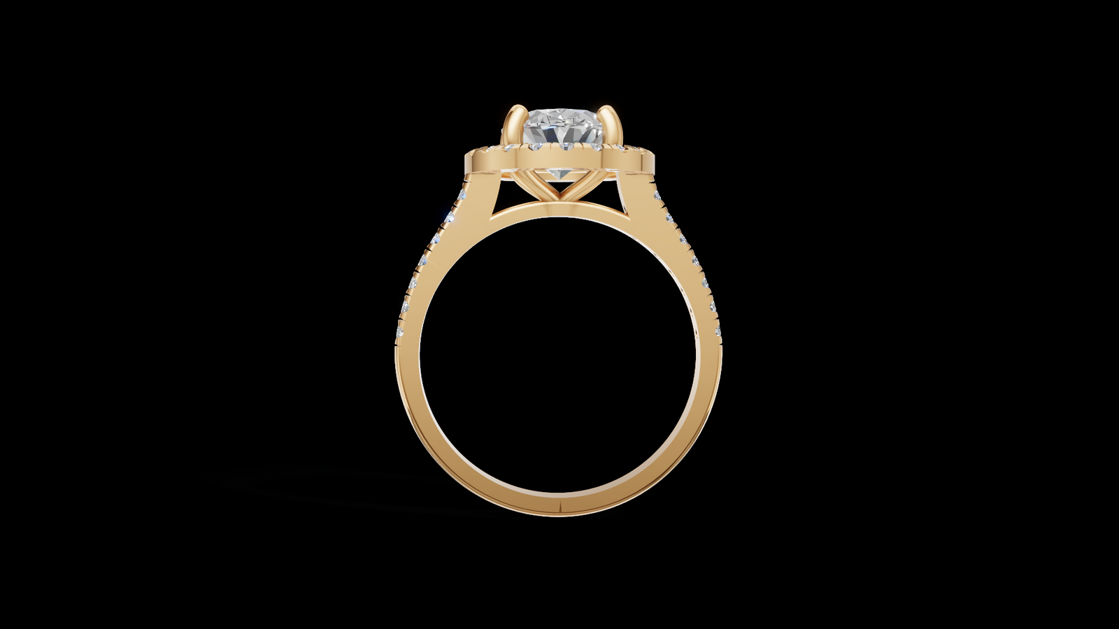 Halo Full Set 1.00ct Oval - Oro Amarillo - Imagen 2