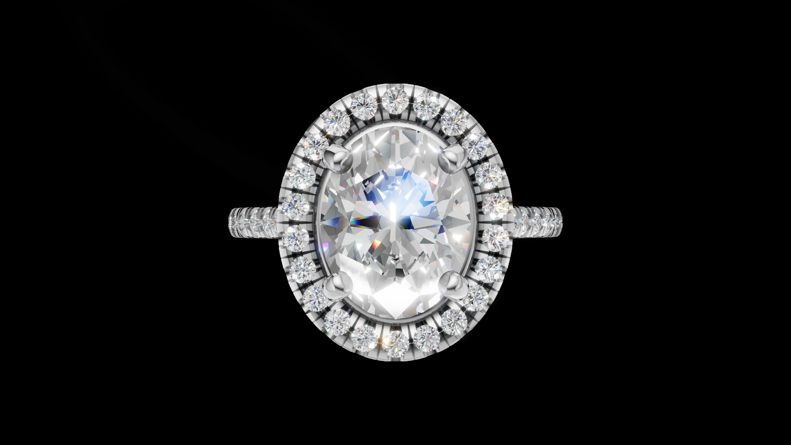 Halo Full Set 1.00ct Oval - Oro Blanco - Imagen 1