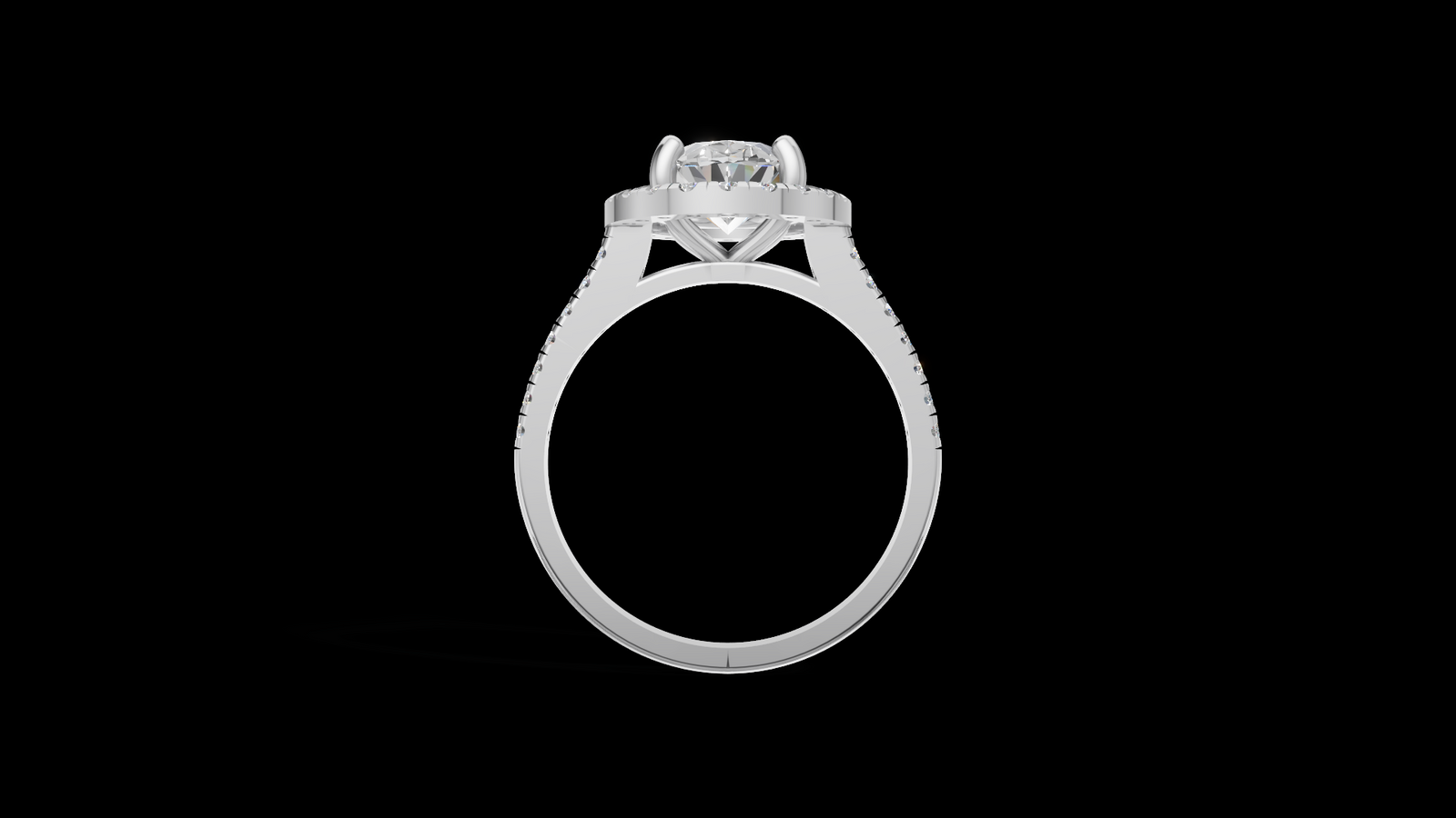 Halo Full Set 1.00ct Oval - Oro Blanco - Imagen 2