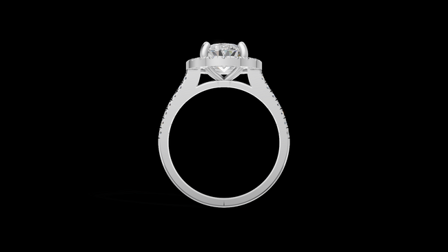 Halo Full Set 1.00ct Oval - Oro Blanco - Imagen 2