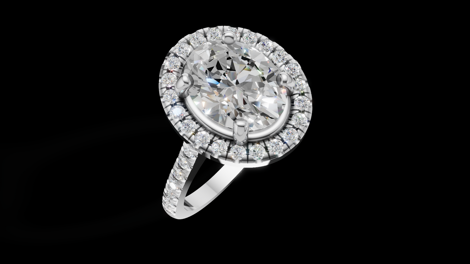 Halo Full Set 1.00ct Oval - Oro Blanco - Imagen 3