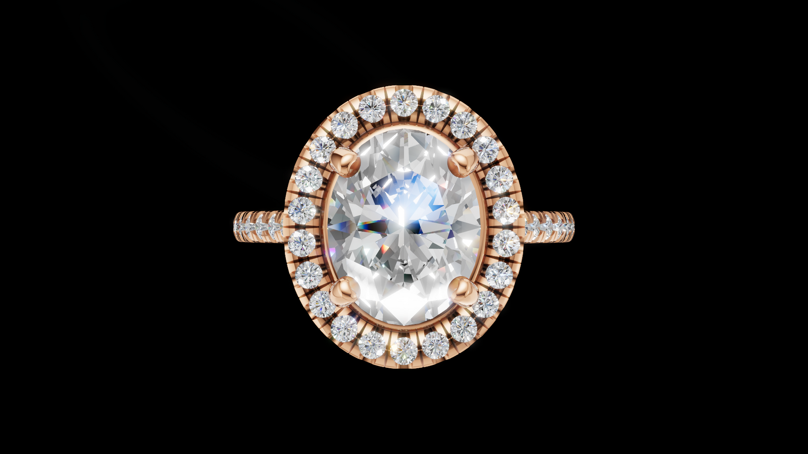 Halo Full Set 1.00ct Oval - Oro Rosa - Imagen 1