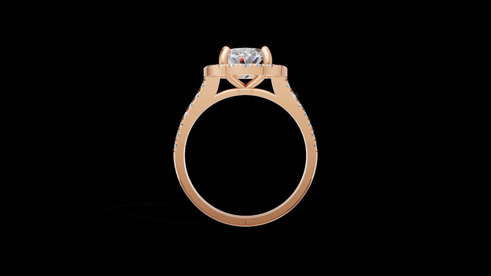 Halo Full Set 1.00ct Oval - Oro Rosa - Imagen 2