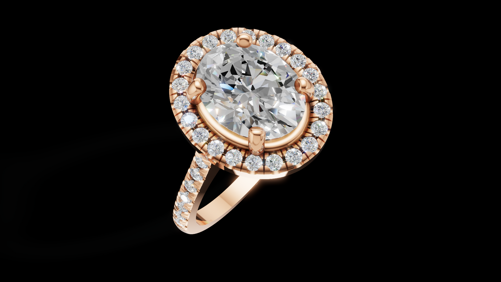 Halo Full Set 1.00ct Oval - Oro Rosa - Imagen 3