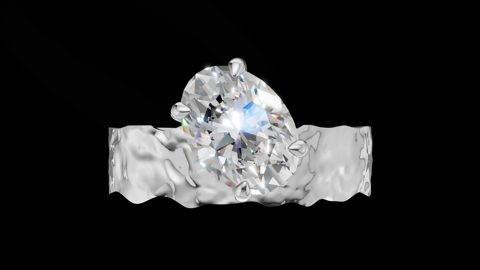 Martelé Oval 1ct - Oro Blanco - Imagen 1