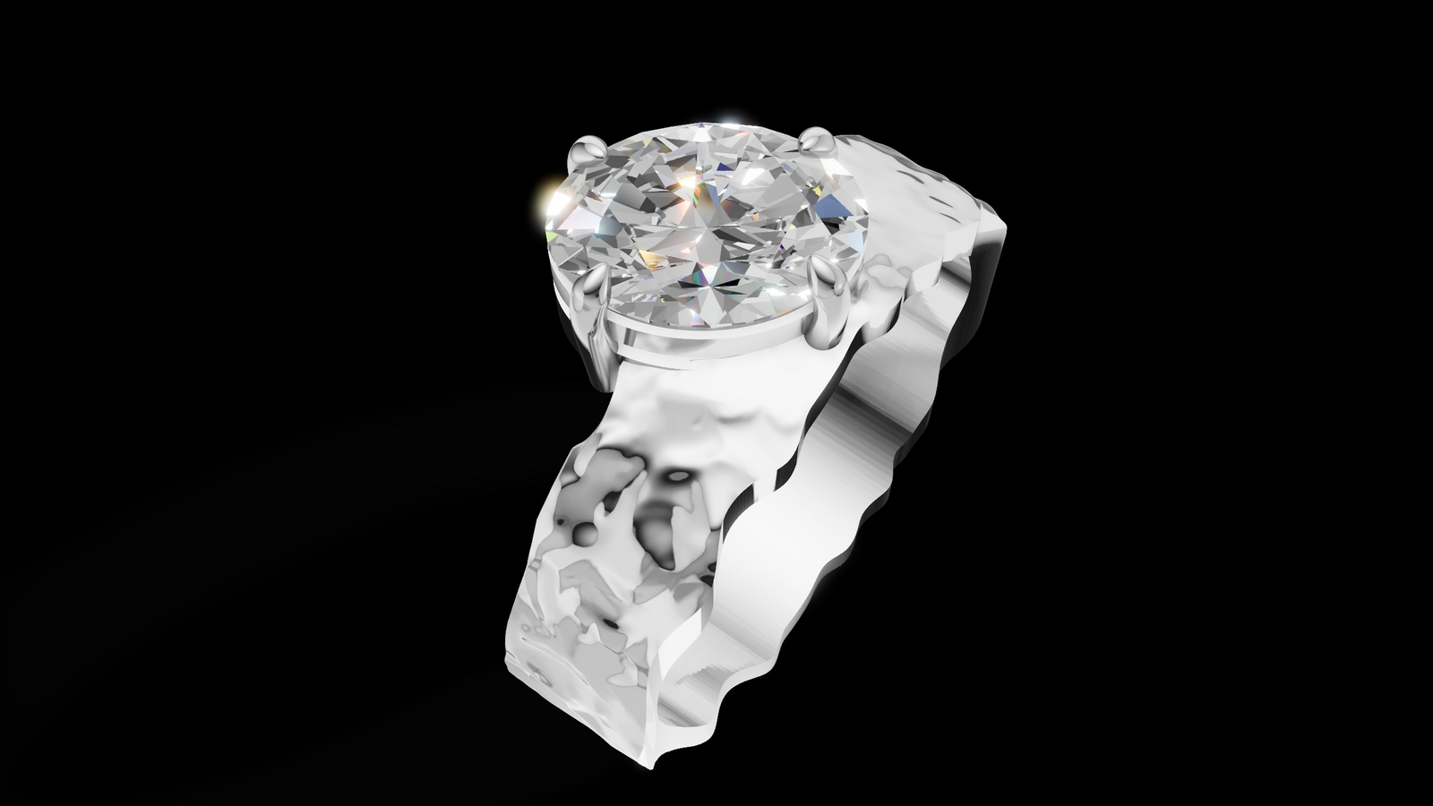 Martelé Oval 1ct - Oro Blanco - Imagen 3