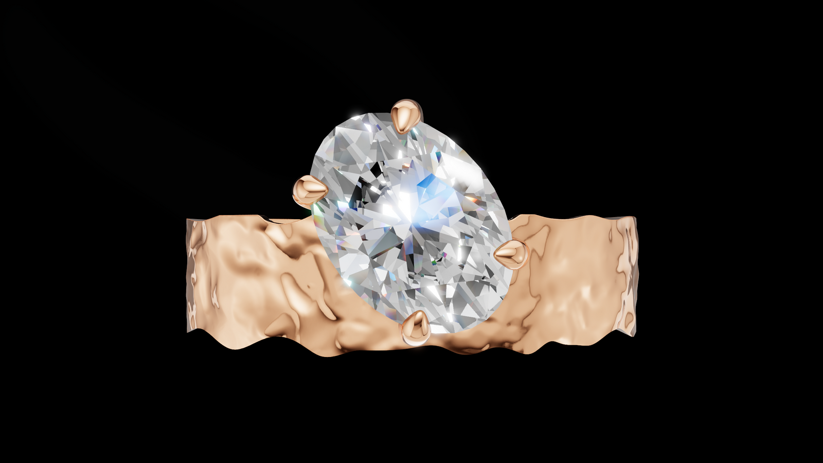 Martelé Oval 1ct - Oro Rosa - Imagen 1