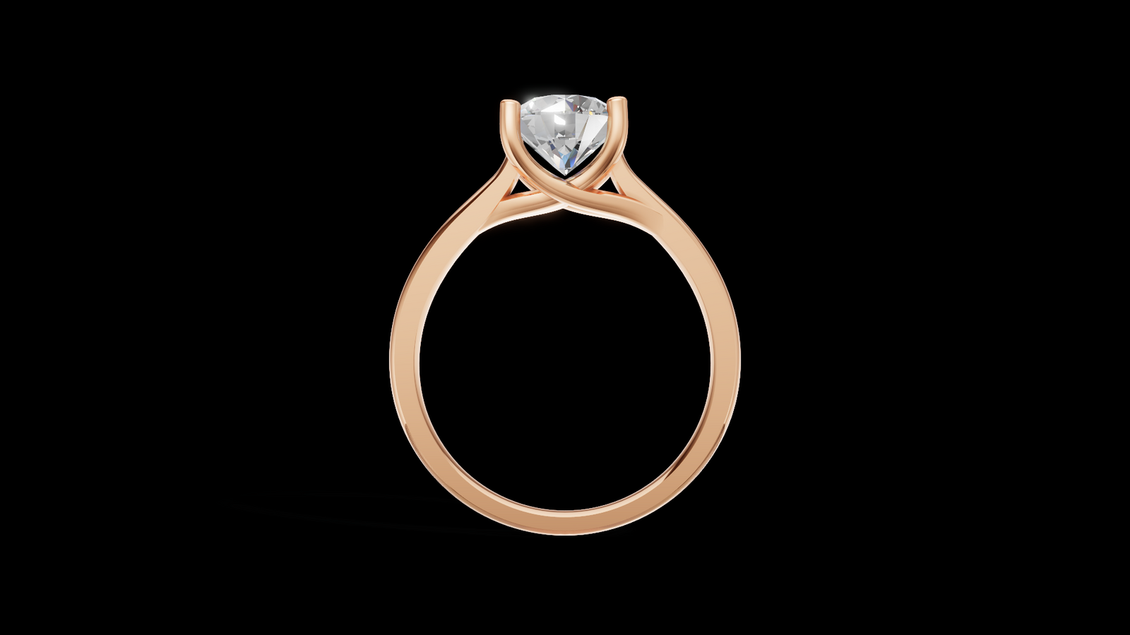 Catedral Cruzada 1ct Round - Oro Rosa - Imagen 2