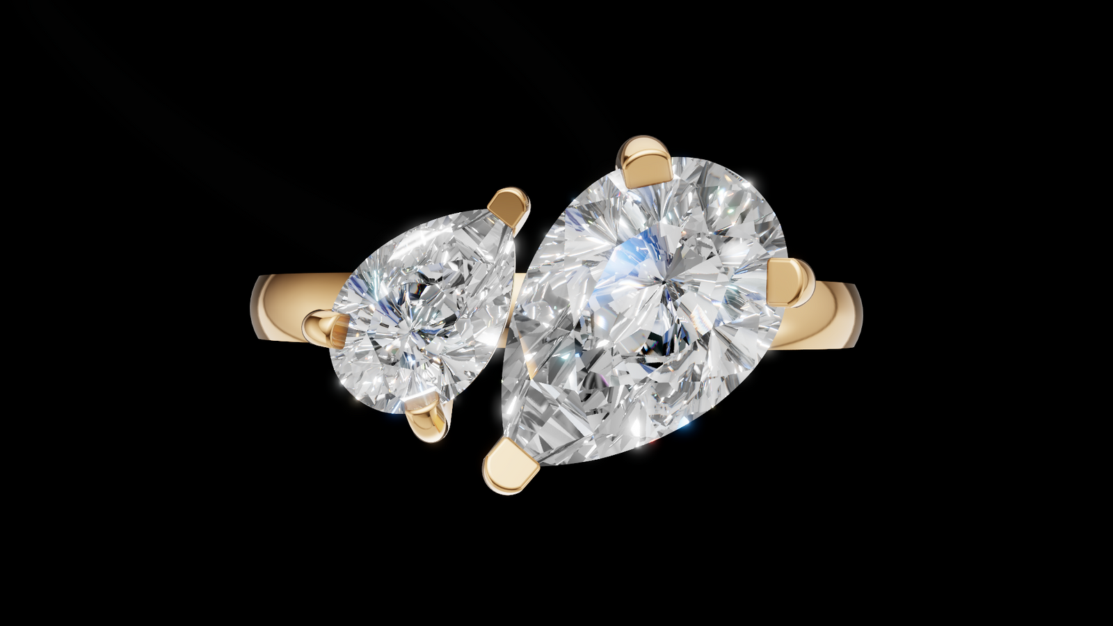 Tu Y Yo 1.5ct Pera - Oro Amarillo - Imagen 1