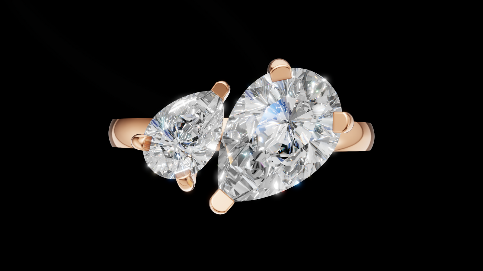 Tu Y Yo 1.5ct Pera - Oro Rosa - Imagen 1