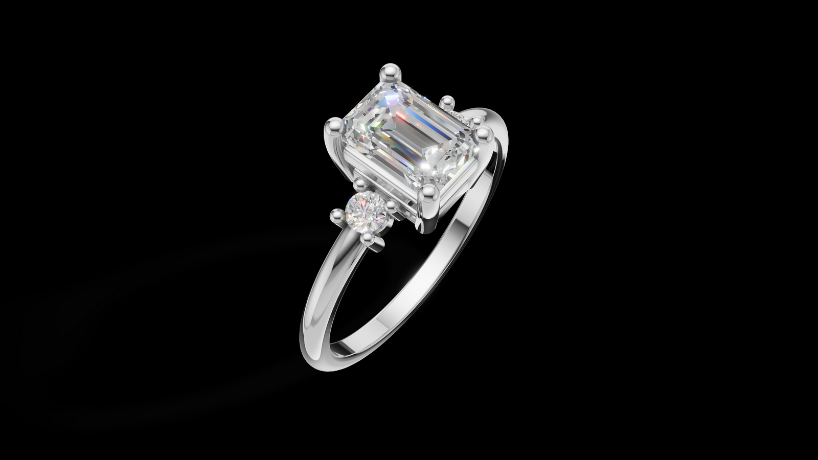 Trio 1ct Emerald - Oro Blanco - Imagen 3