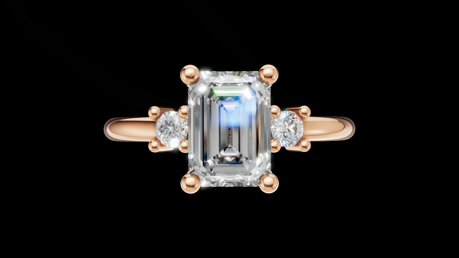 Trio 1ct Emerald - Oro Rosa - Imagen 1