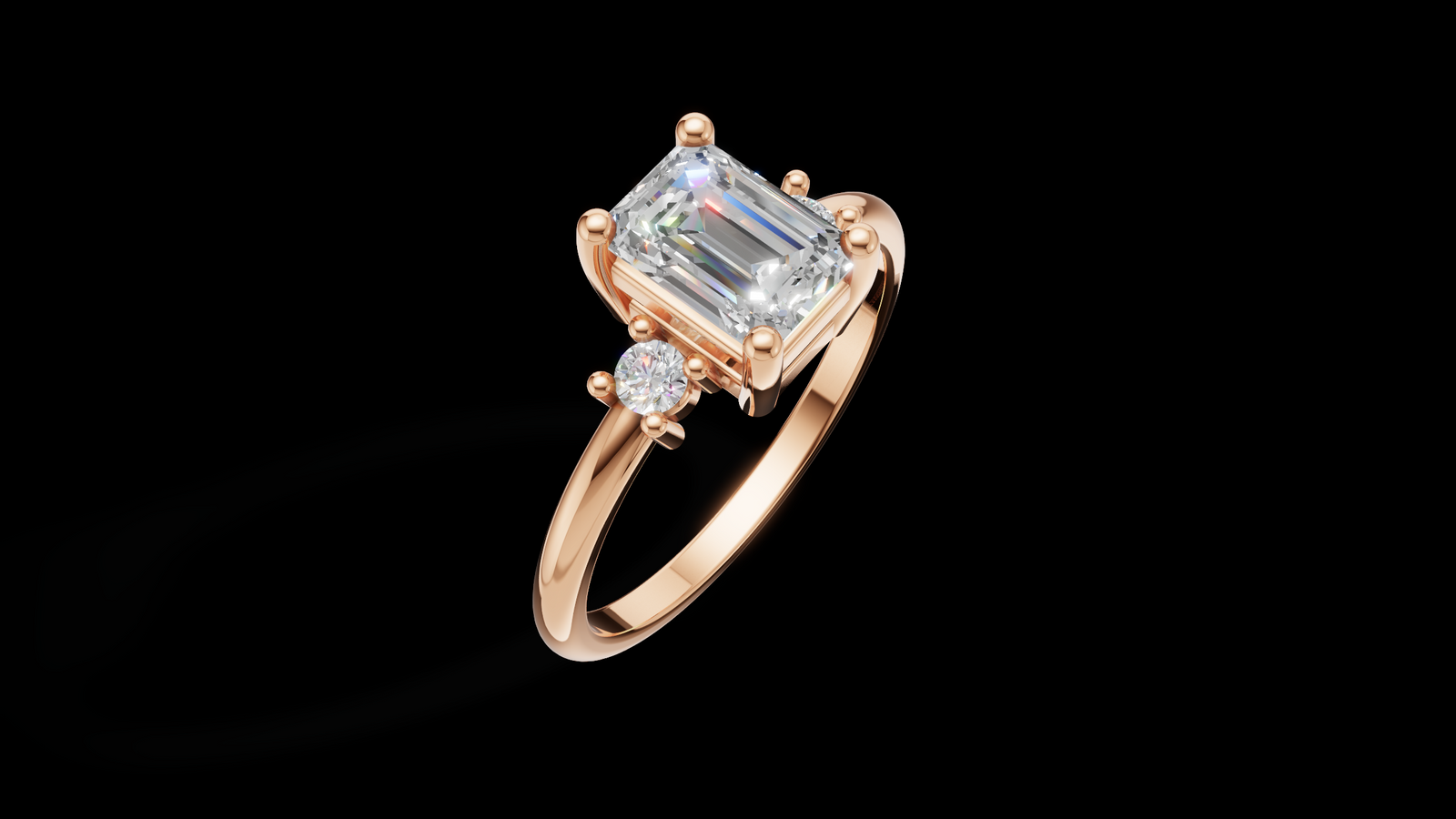 Trio 1ct Emerald - Oro Rosa - Imagen 3