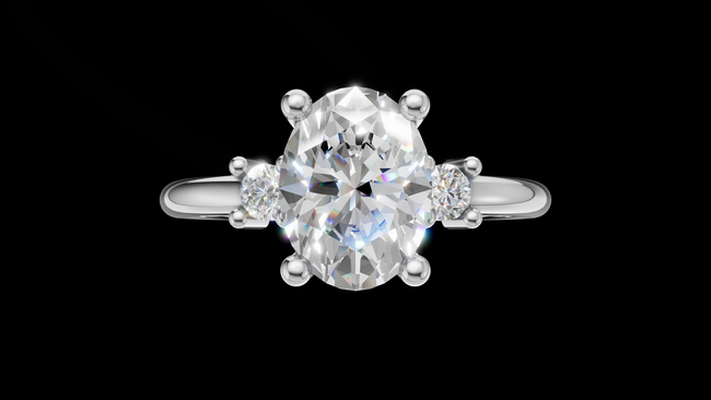 Trio 1ct Oval - Oro Blanco - Imagen 1