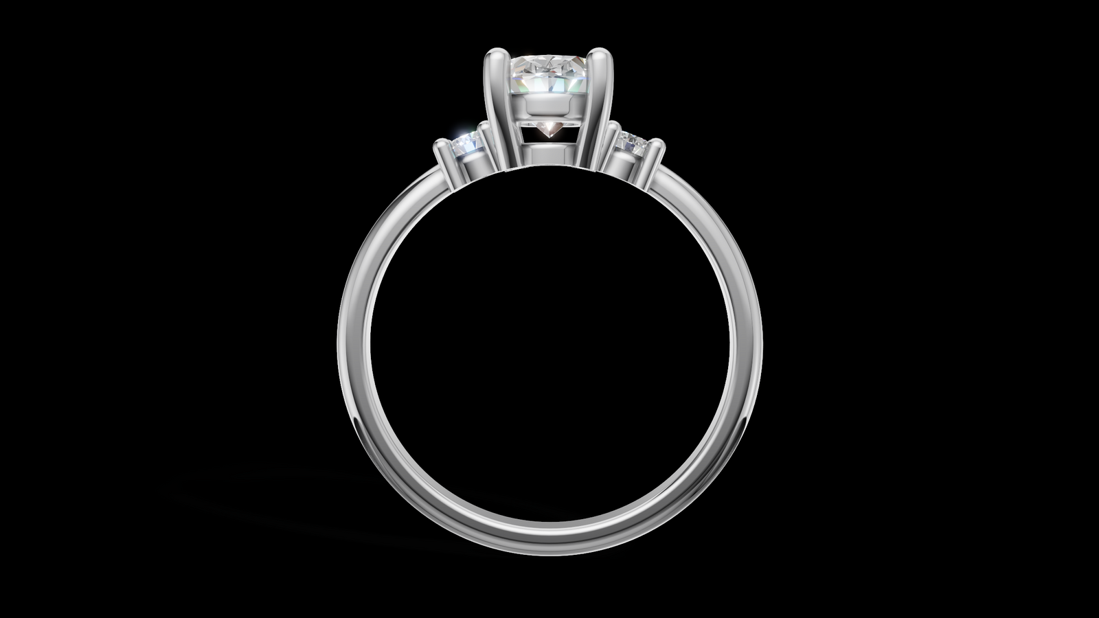 Trio 1ct Oval - Oro Blanco - Imagen 2