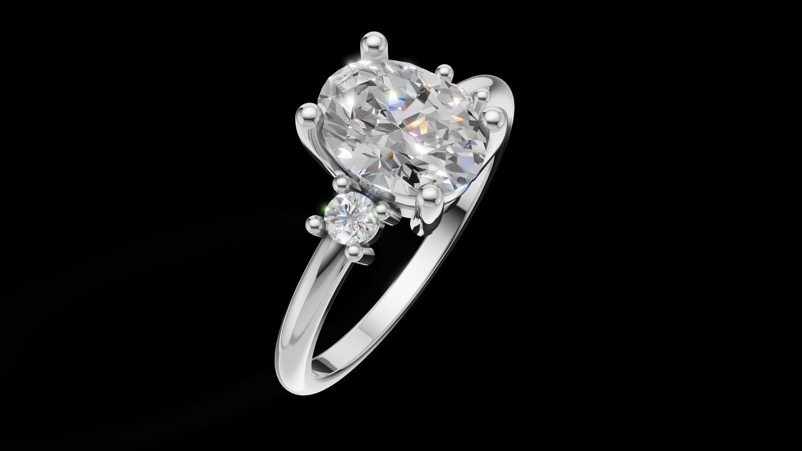 Trio 1ct Oval - Oro Blanco - Imagen 3