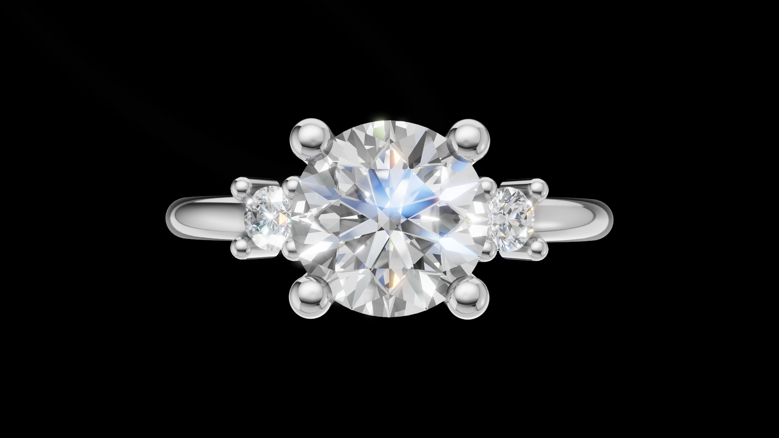 Trio 1ct Round - Oro Blanco - Imagen 1