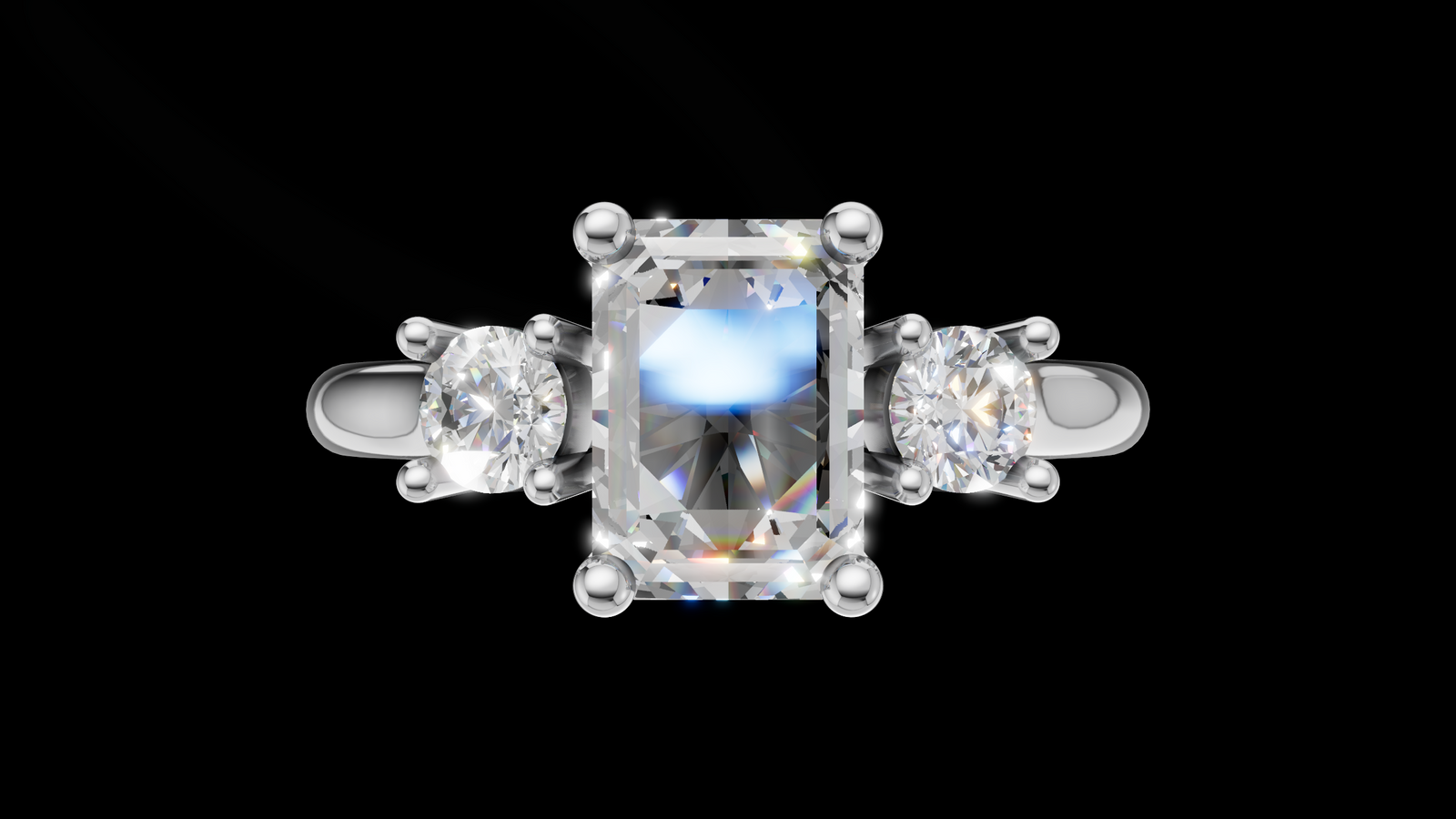 Trio Catedral 1ct Emerald - Oro Blanco - Imagen 1