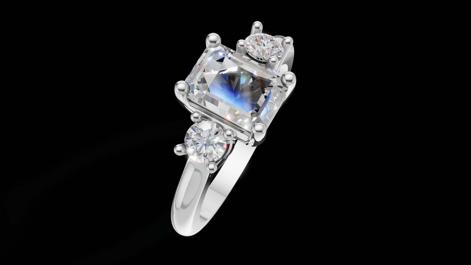 Trio Catedral 1ct Emerald - Oro Blanco - Imagen 3