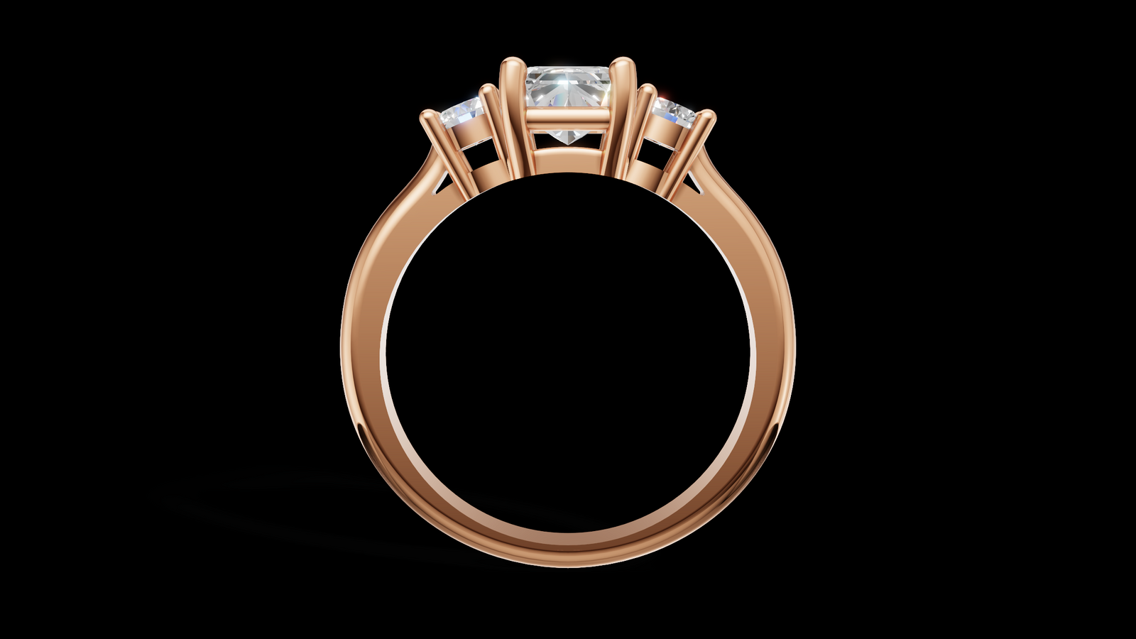 Trio Catedral 1ct Emerald - Oro Rosa - Imagen 2