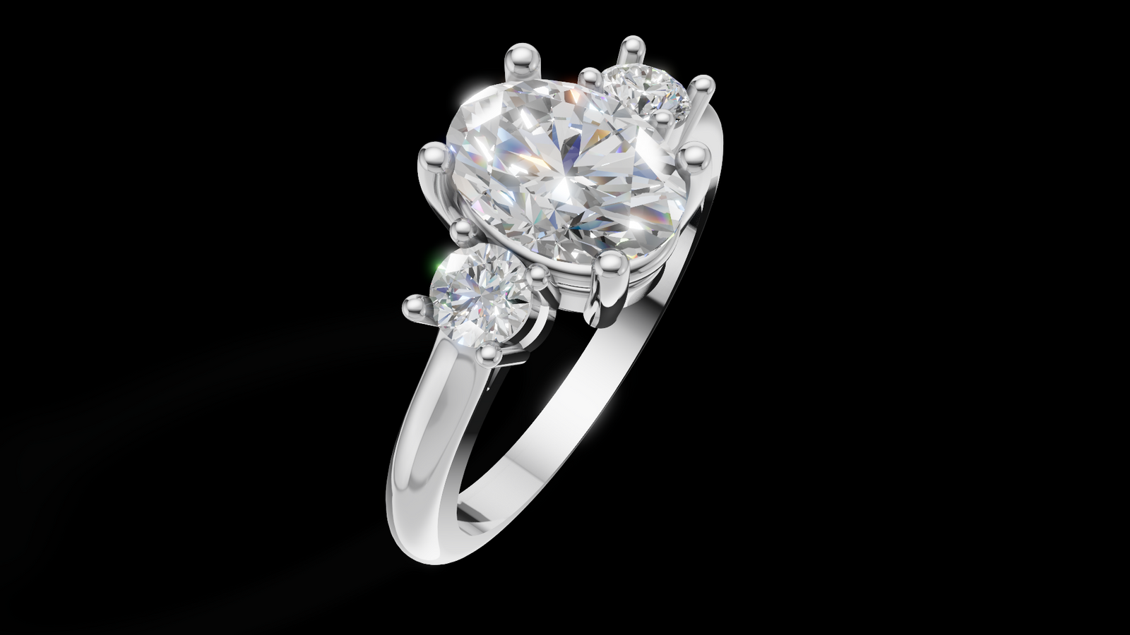 Trio Catedral 1ct Oval - Oro Blanco - Imagen 3