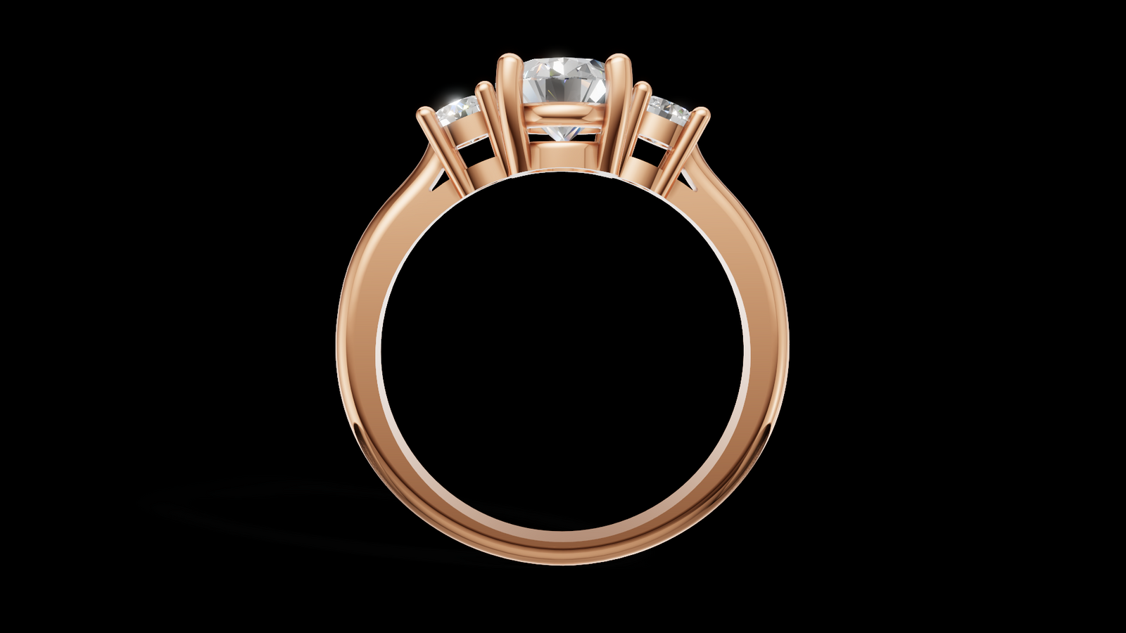 Trio Catedral 1ct Oval - Oro Rosa - Imagen 2