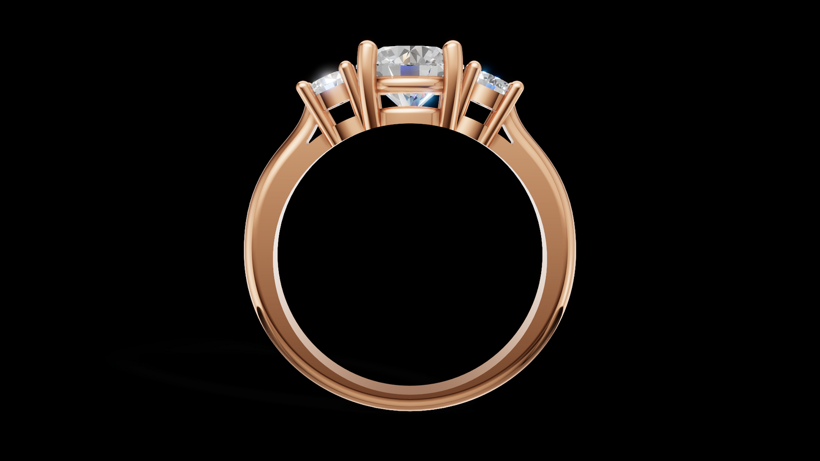 Trio Catedral 1ct Round - Oro Rosa - Imagen 2